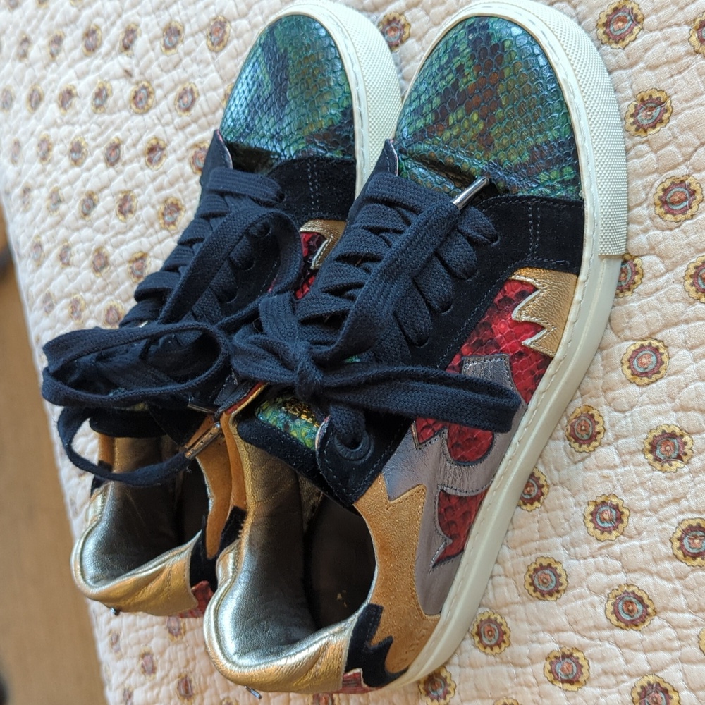 Zadig & Voltaire snake print colorful sneakers 37